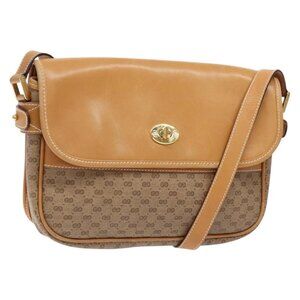 GUCCI Micro GG Supreme Shoulder Bag PVC Beige Gold